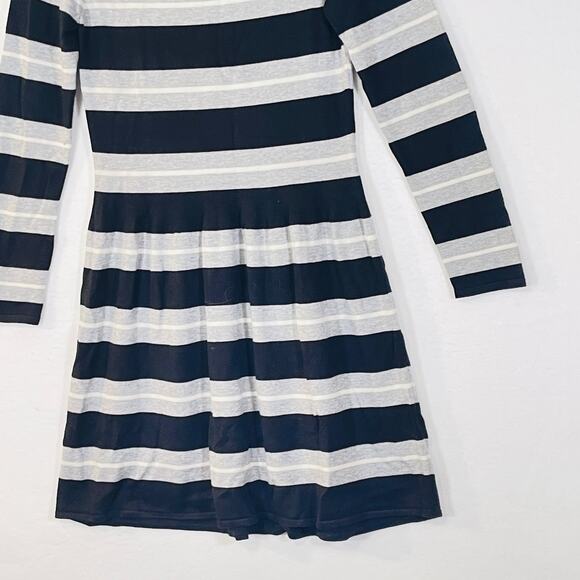 Vince Camuto Sweater Dress Womens Medium Black Gray Stripe Knit Wednesday Adams - Picture 7 of 9